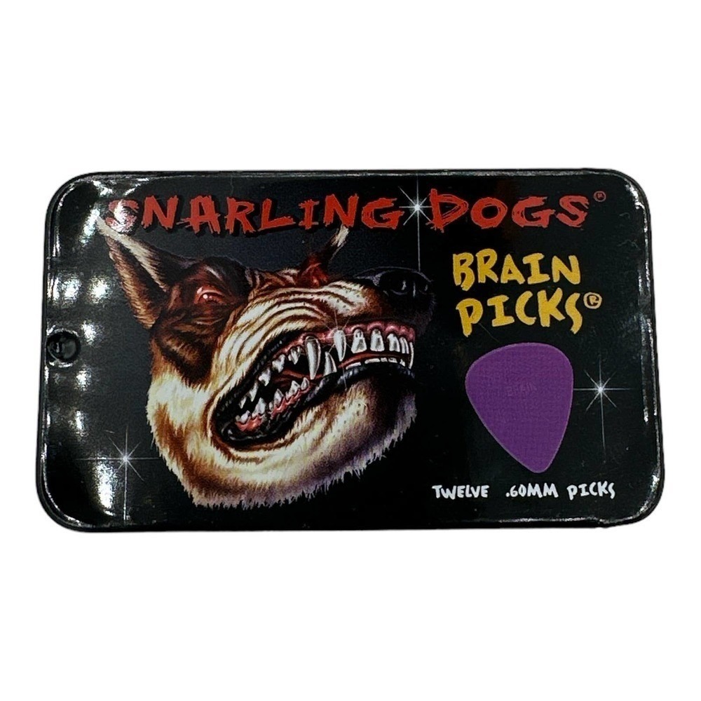 D'Andrea Snarling Dog Brain Nylon Guitar Picks 12 Pack Tin Box (Purple, 0.60mm)